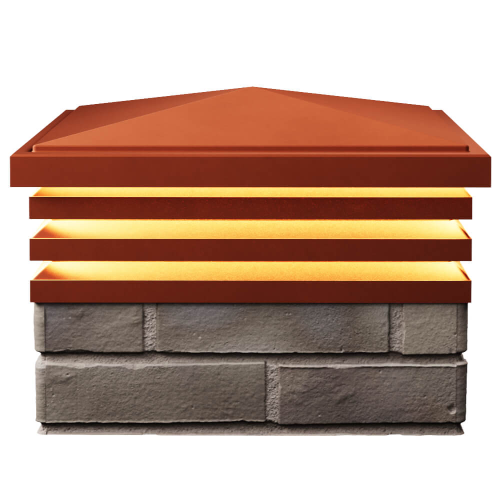 Колпак Zking Бона ХайТек Красный на столб 1.5х1.5 кирпича (385х385мм) с подсветкой в Балашихе фото