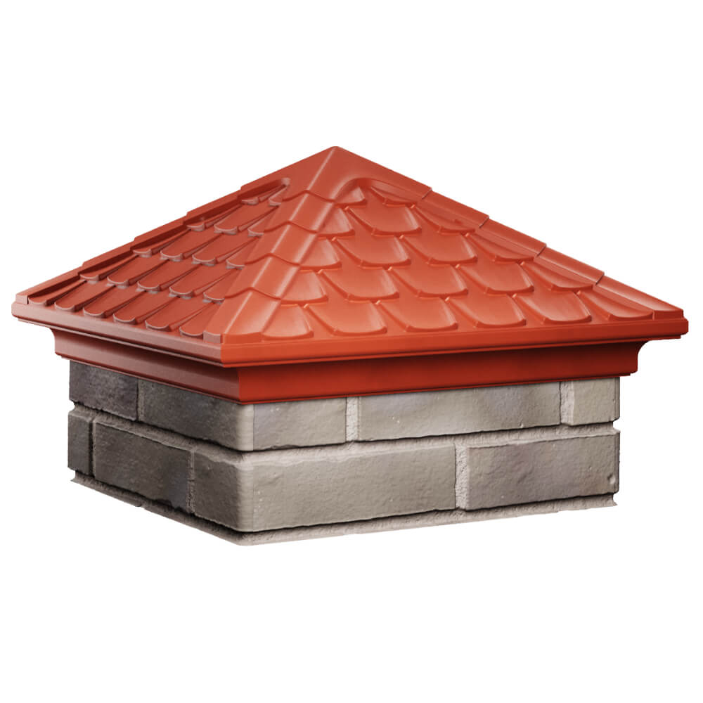 Колпак Zking Эльбрус Красный на столб 1.5х1.5 кирпича (385х385мм) в Балашихе фото