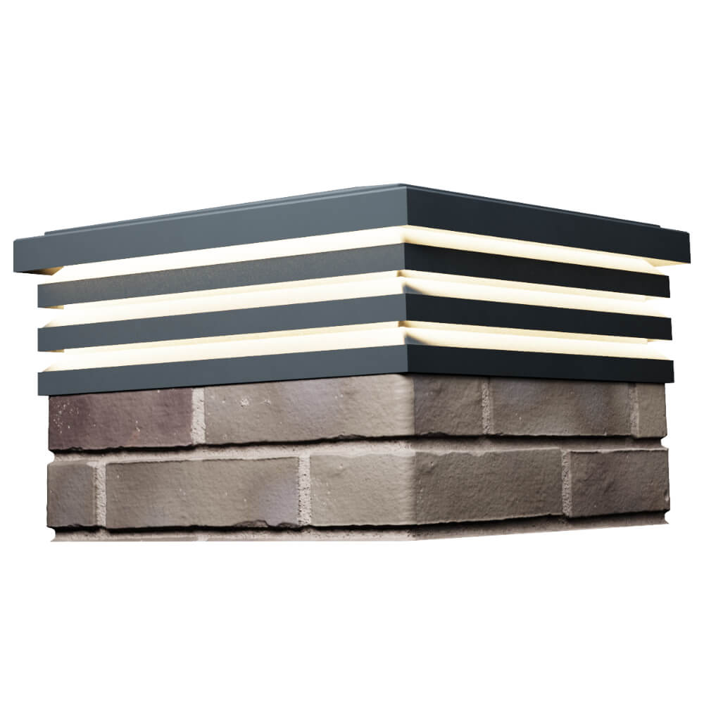 Колпак Zking Бона ХайТек Серый на столб 1.5х1.5 кирпича (385х385мм) с подсветкой в Балашихе фото