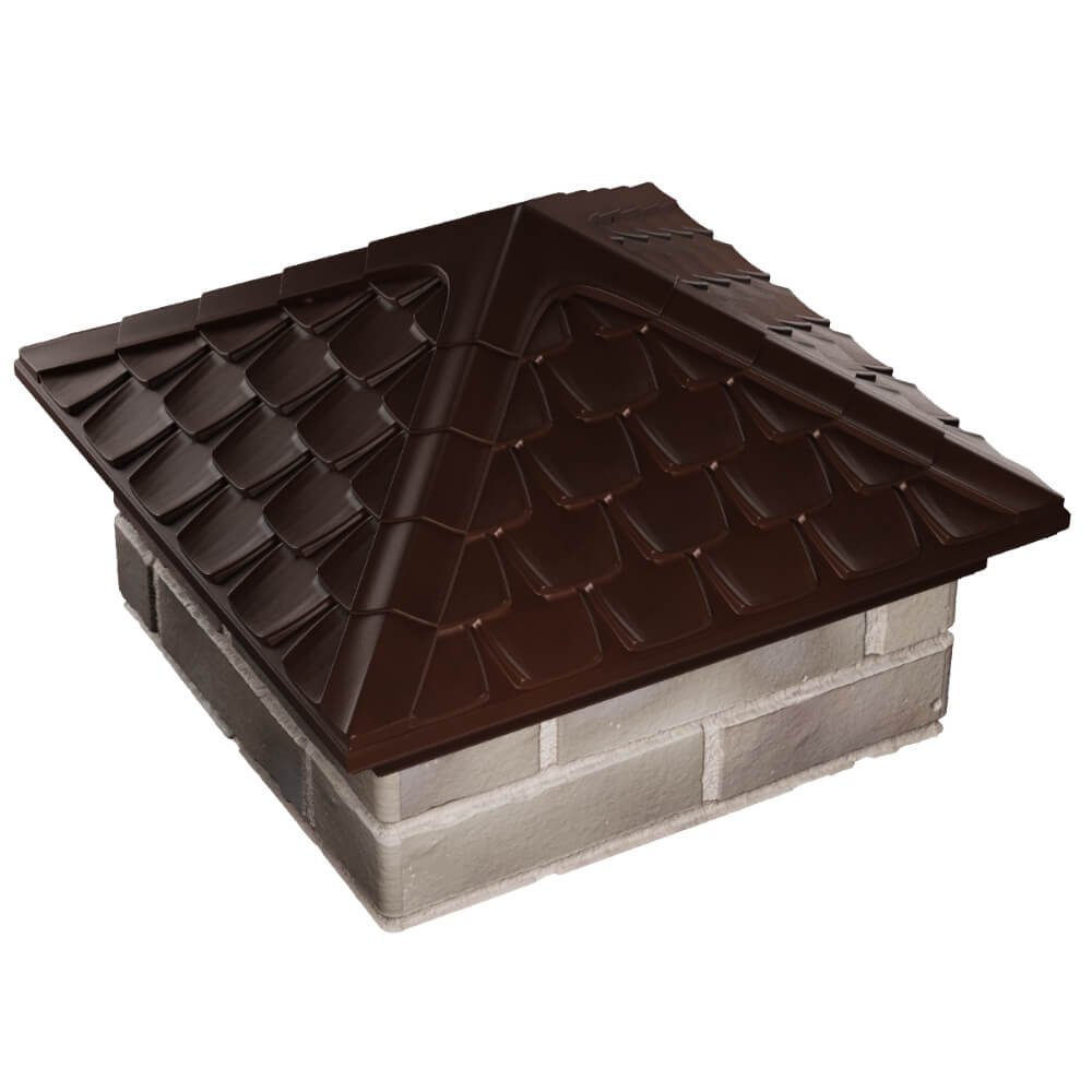 Колпак Zking Эльбрус Коричневый на столб 1.5х1.5 кирпича (385х385мм) в Балашихе фото