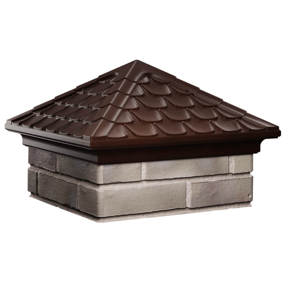 Колпак Zking Эльбрус Коричневый на столб 1.5х1.5 кирпича (385х385мм) в Балашихе фото