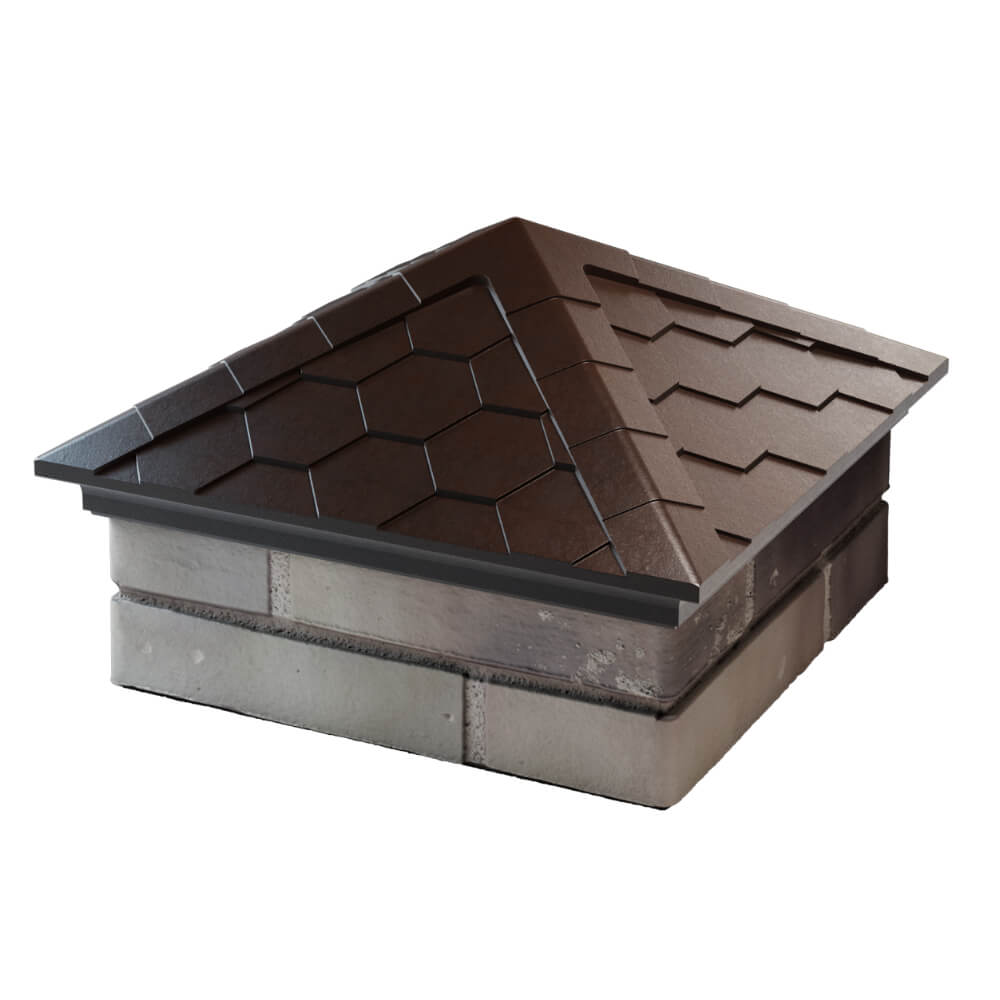 Колпак Zking Эверест Коричневый на столб 1.5х1.5 кирпича (390х390мм) в Балашихе фото