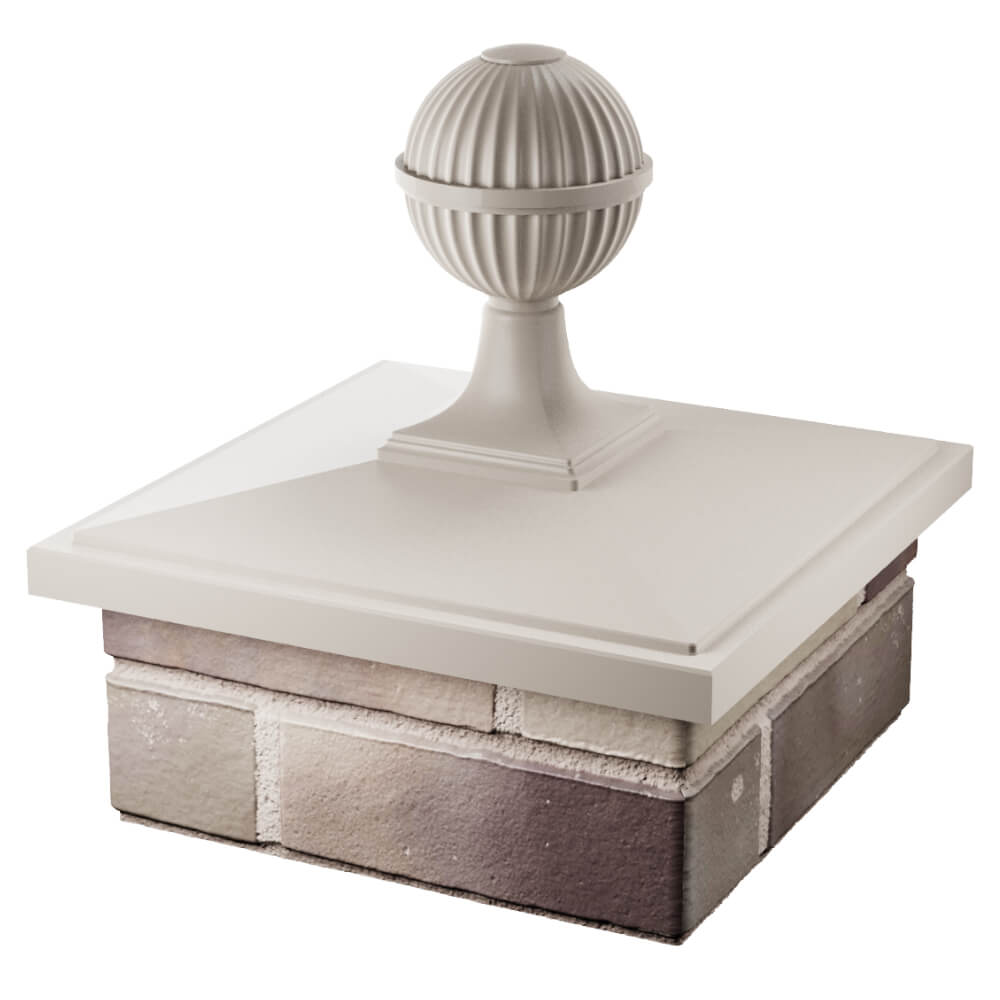 Колпак Zking БонаМоно Бежевый с шаром на столб 1.5х1.5 кирпича (385х385, 400х400мм) в сборе в Балашихе фото